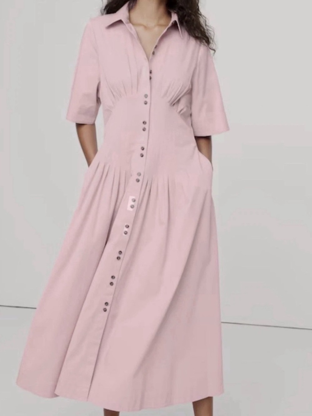 Banana Republic Pale Pink Button-Front Midi Dress BNWT SOLD OUT - Picture 4 of 5